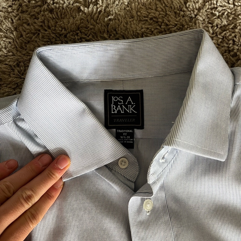Jos. A. Bank Men's Classic Gray Pinstripe Shirt